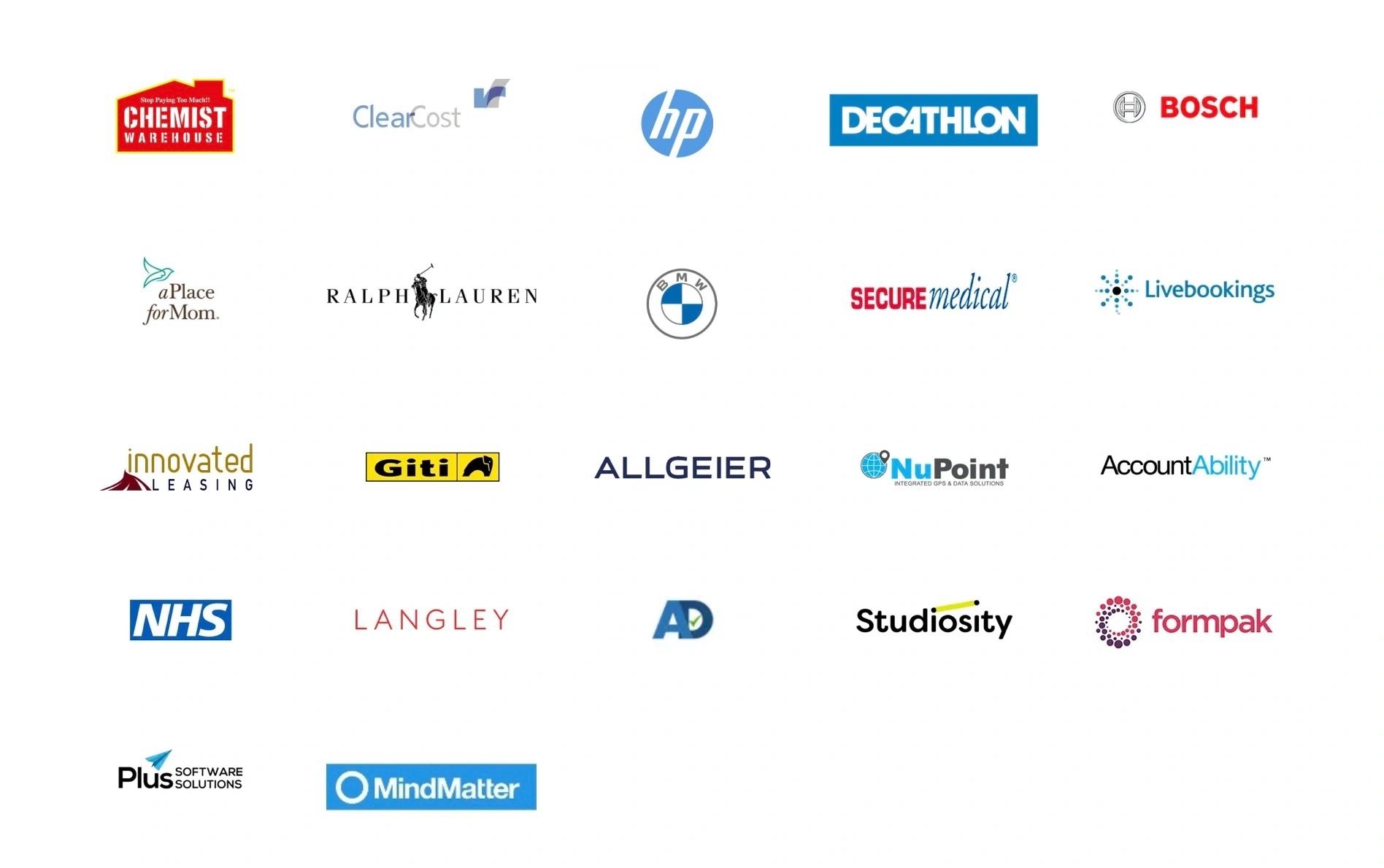 A collection of various company logos in a grid layout.